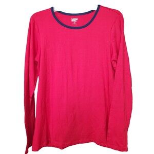 Lands' End Women's Red Jersey Knit Long Sleeve Pajama Top Size MT Medium Tall